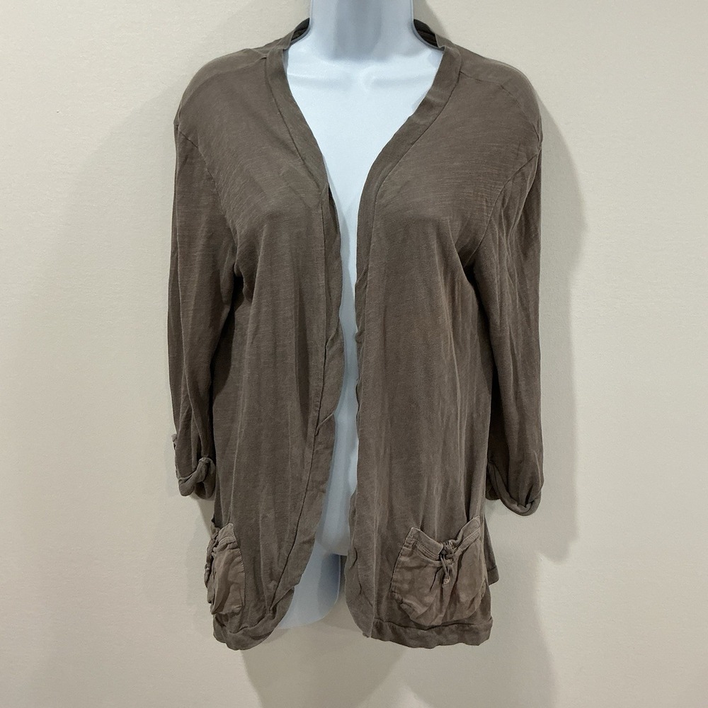 AMERICAN EAGLE Cardigan Open Front Brown Size Medium Y2K Casual 3/4 Sleeve